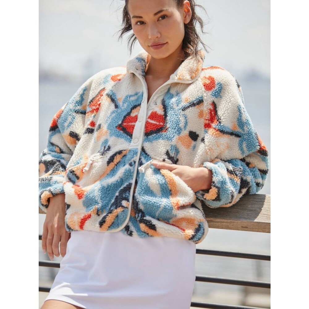 Free People Movement Hit The Slopes Fleece Jacket Patterned Multicolor Teddy XS